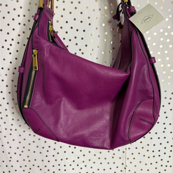 Fossil Hannah Hobo Magenta NWT - Picture 2 of 9